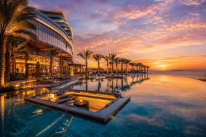 Sunset luxury resort with infinity pool